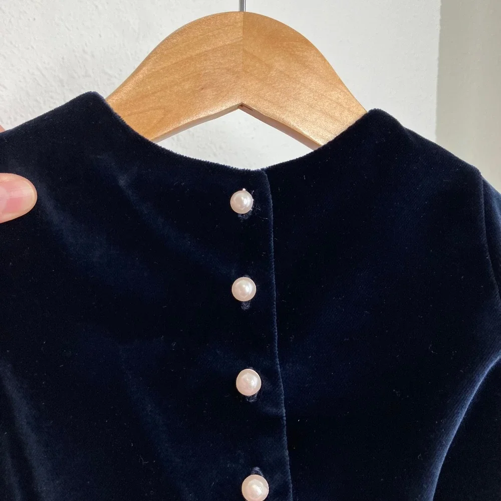 NWT Sarah Louise England Girls Dress Embroidered Navy Velvet Pink Tulle 2 yrs - Picture 10 of 14